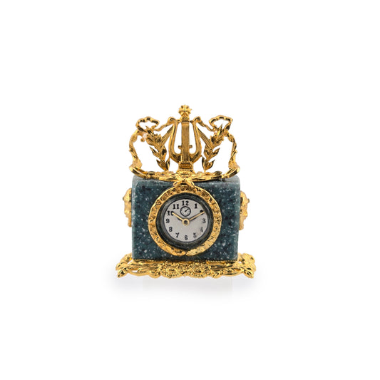 Ornate Louis XVI Bronze & Marble Lyre Mantel Clock by David Iriarte Spain