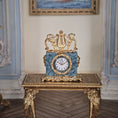 Load image into Gallery viewer, Ornate Louis XVI Bronze & Marble Lyre Mantel Clock by David Iriarte Spain
