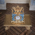 Load image into Gallery viewer, Ornate Louis XVI Bronze & Marble Lyre Mantel Clock by David Iriarte Spain
