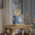 Load image into Gallery viewer, Ornate Louis XVI Bronze & Marble Lyre Mantel Clock by David Iriarte Spain
