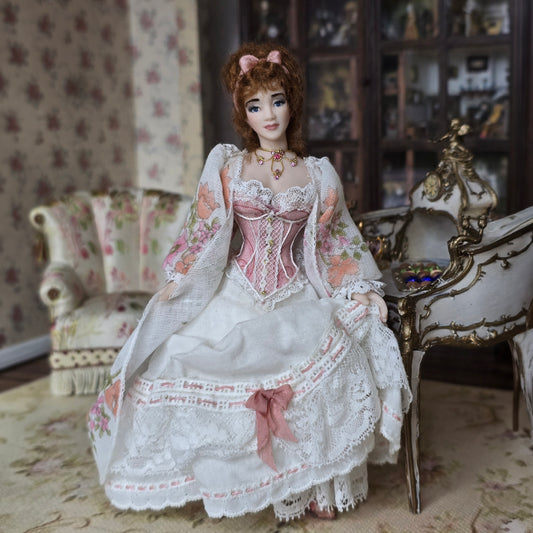 Victorian Dressing Lady in Her Undergarments Porcelain Dollhouse Doll Artisan