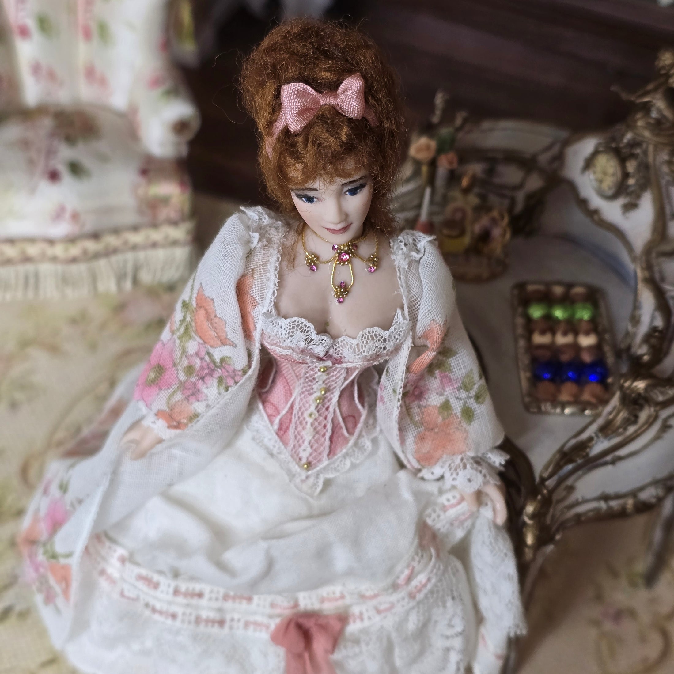 Victorian Dressing Lady in Her Undergarments Porcelain Dollhouse Doll Artisan