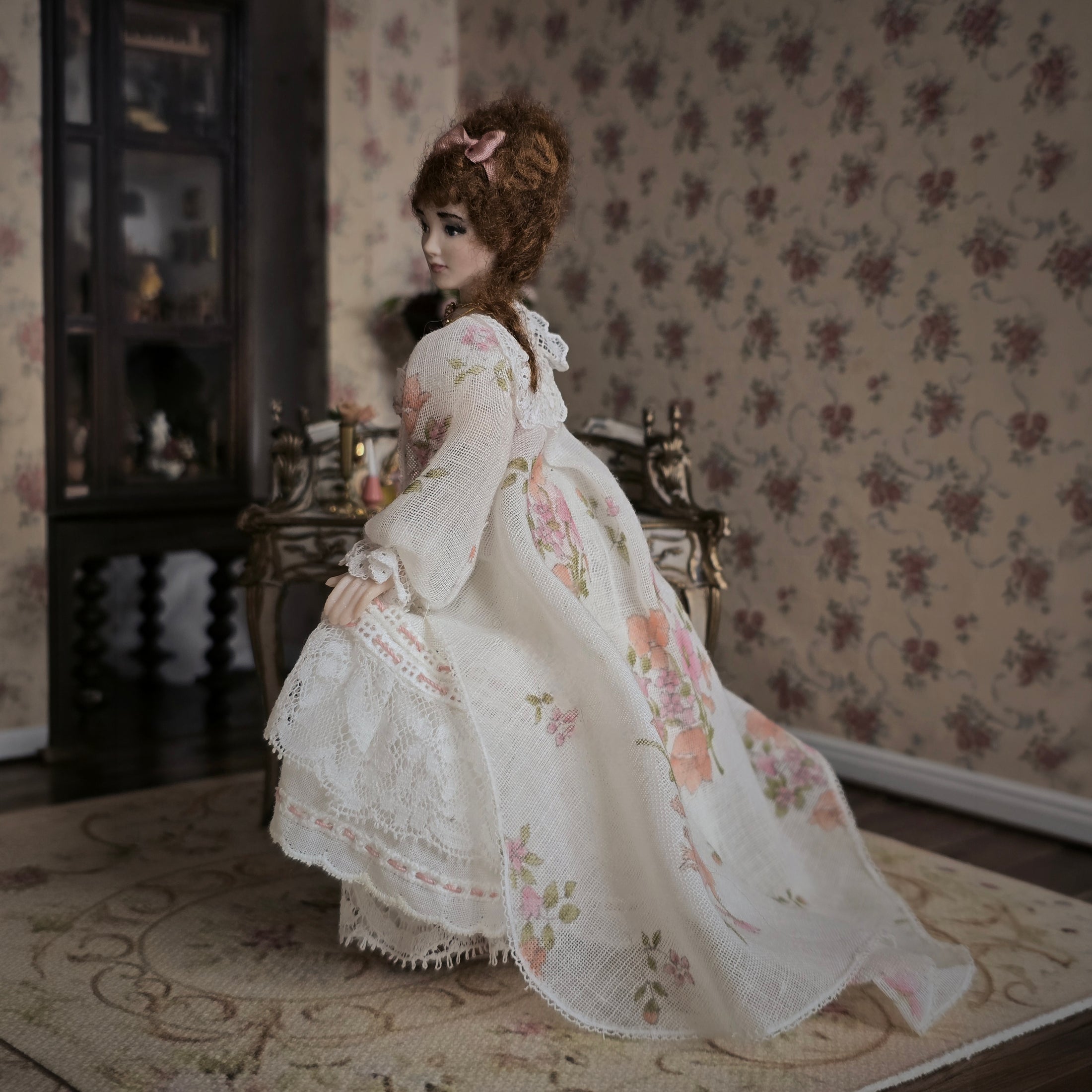 Victorian Dressing Lady in Her Undergarments Porcelain Dollhouse Doll Artisan