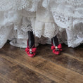Load image into Gallery viewer, Belle Epoque Blonde in Lace & Crimson Silk Corset Porcelain Dollhouse Doll
