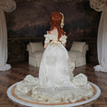 Load image into Gallery viewer, Victorian Porcelain Dollhouse Lady Doll in Ivory Lace Gown with Train, Fan
