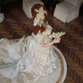Load image into Gallery viewer, Victorian Porcelain Dollhouse Lady Doll in Ivory Lace Gown with Train, Fan

