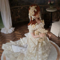 Load image into Gallery viewer, Victorian Porcelain Dollhouse Lady Doll in Ivory Lace Gown with Train, Fan
