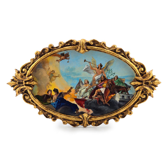 Fatima Dona Miniature Framed Oil Painting After Tiepolo Barbaro Family Gilt Frame