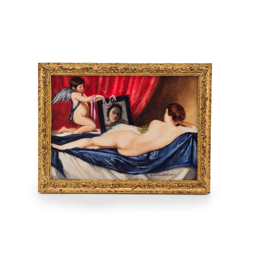 Melissa Wolcott Framed Miniature Oil Painting Rokeby Venus After Velazquez
