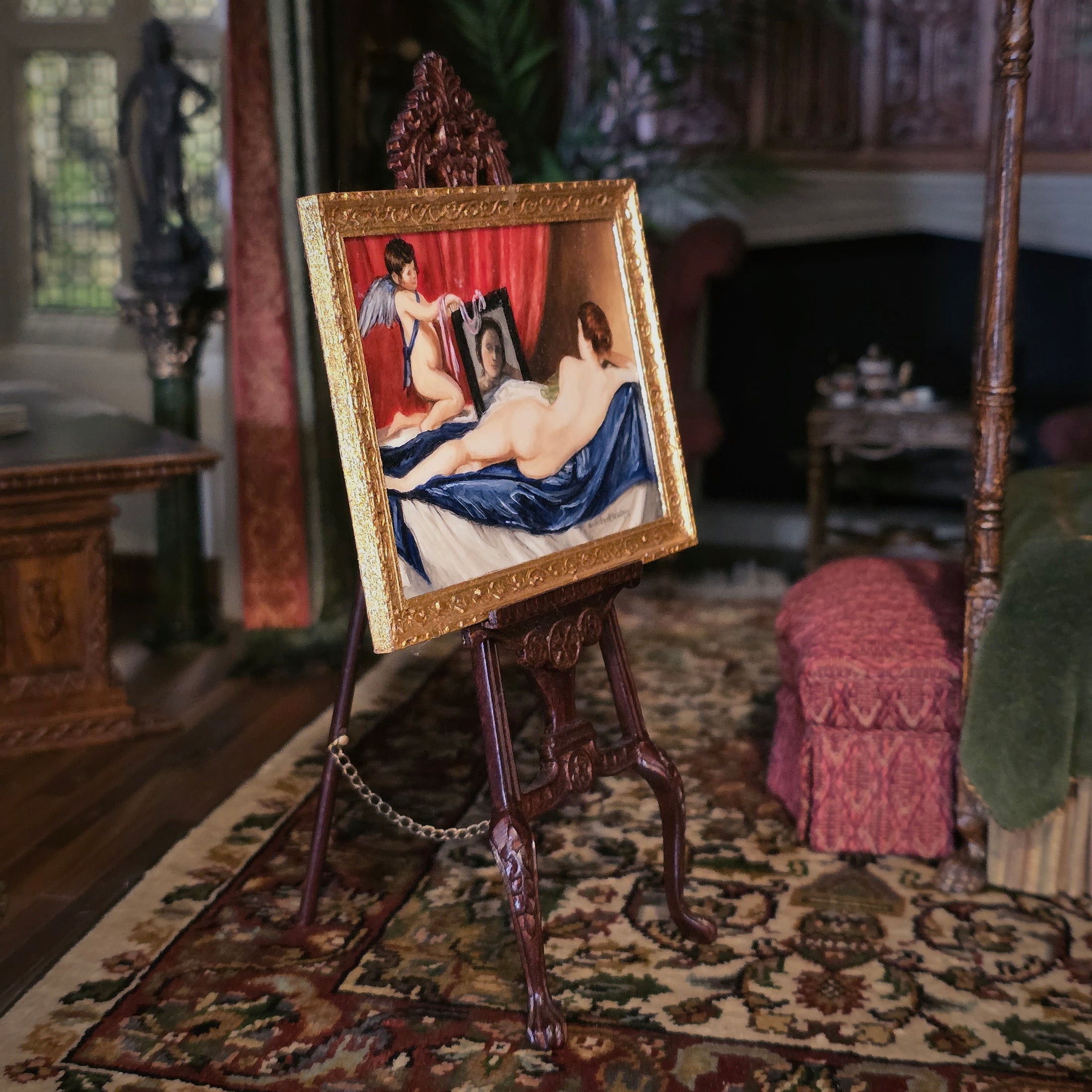 Melissa Wolcott Framed Miniature Oil Painting Rokeby Venus After Velazquez