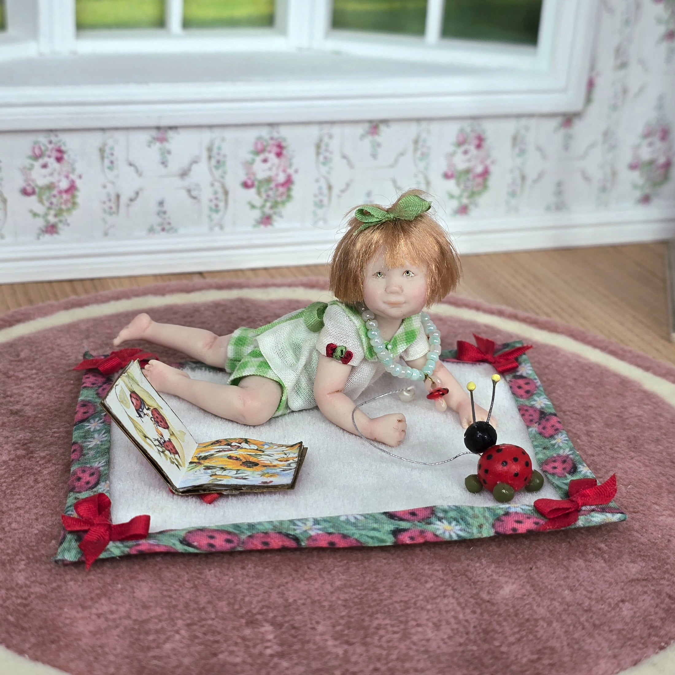 Carol McBride Tummy Time Toddler Baby Girl Doll with Ladybug Blanket, Pacifier
