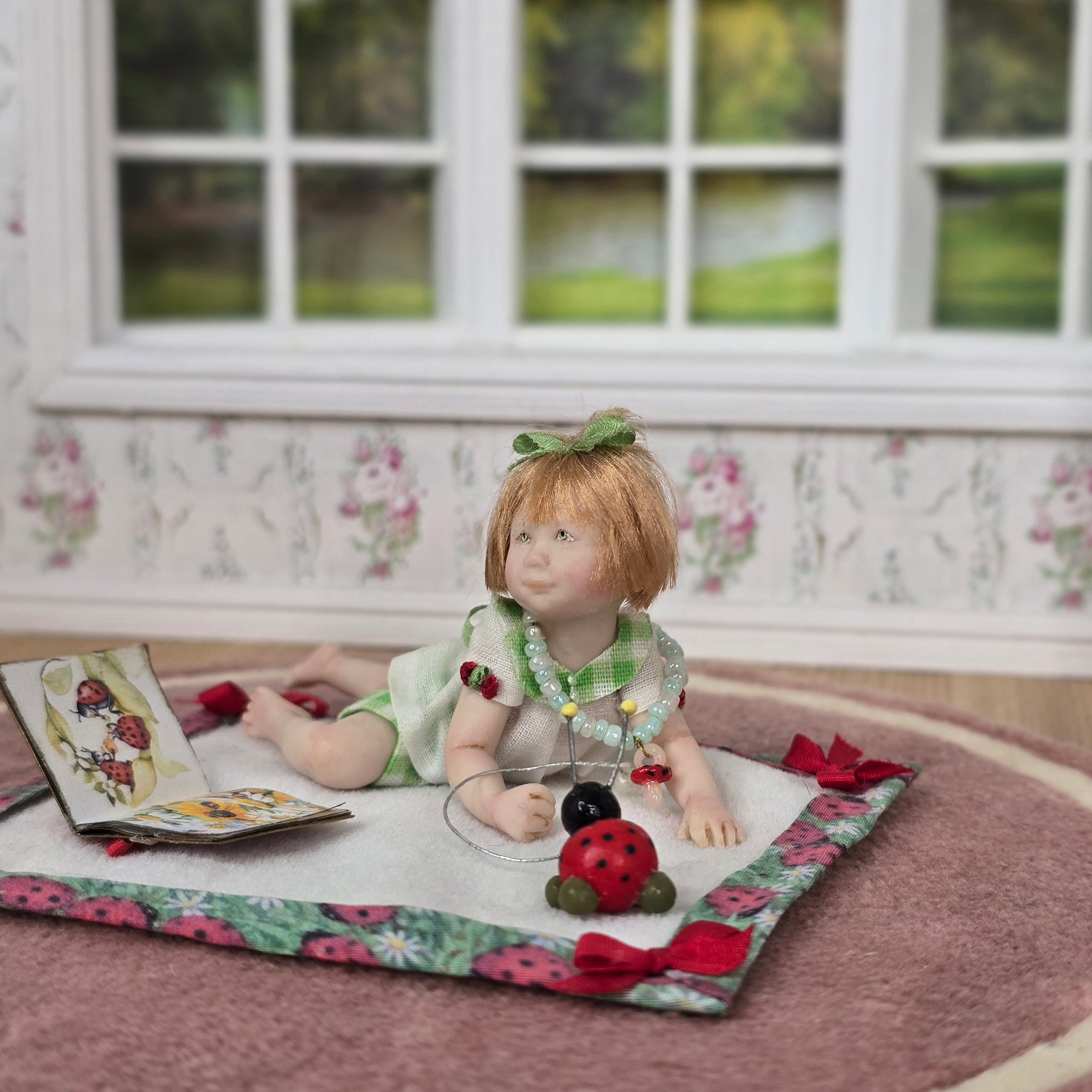 Carol McBride Tummy Time Toddler Baby Girl Doll with Ladybug Blanket, Pacifier