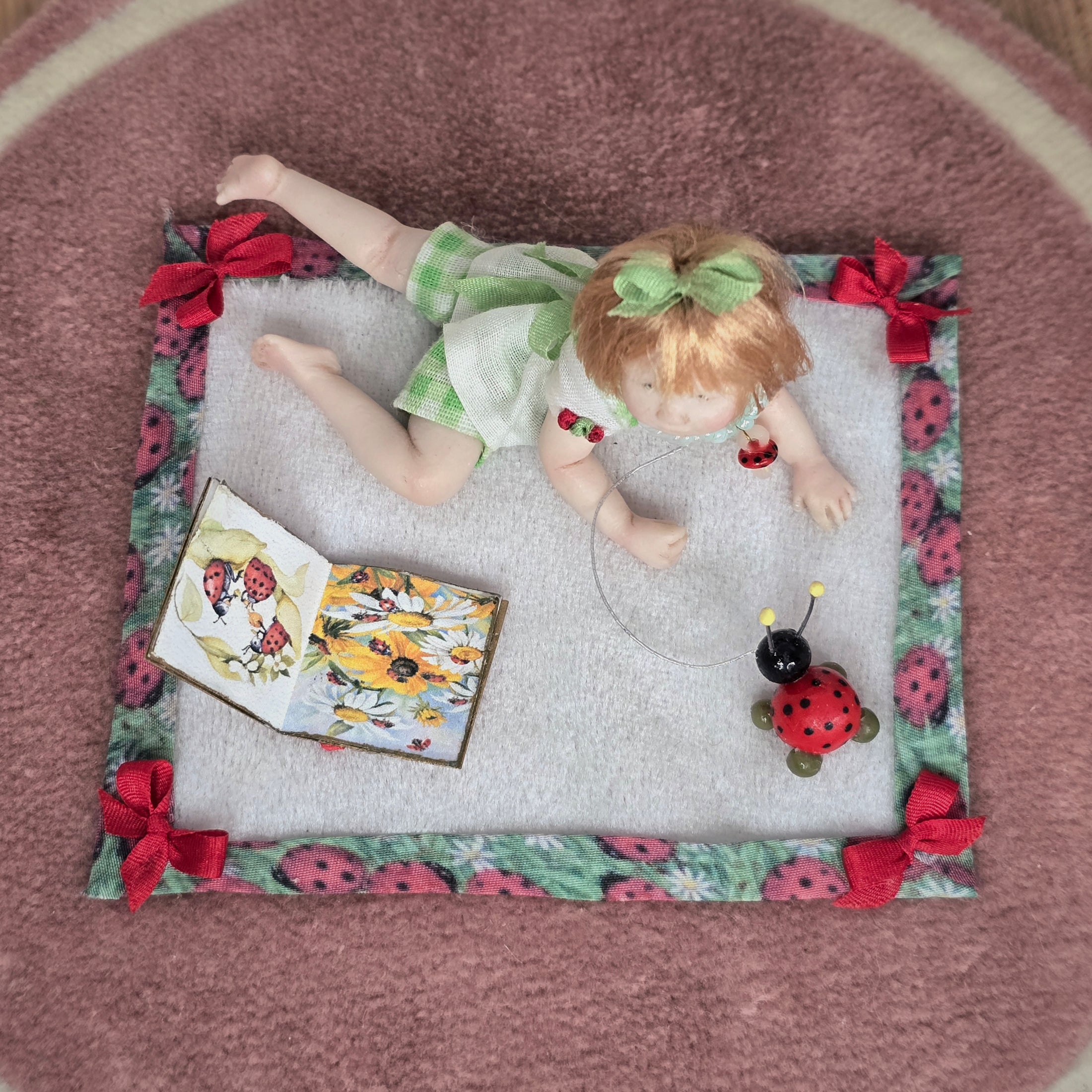 Carol McBride Tummy Time Toddler Baby Girl Doll with Ladybug Blanket, Pacifier