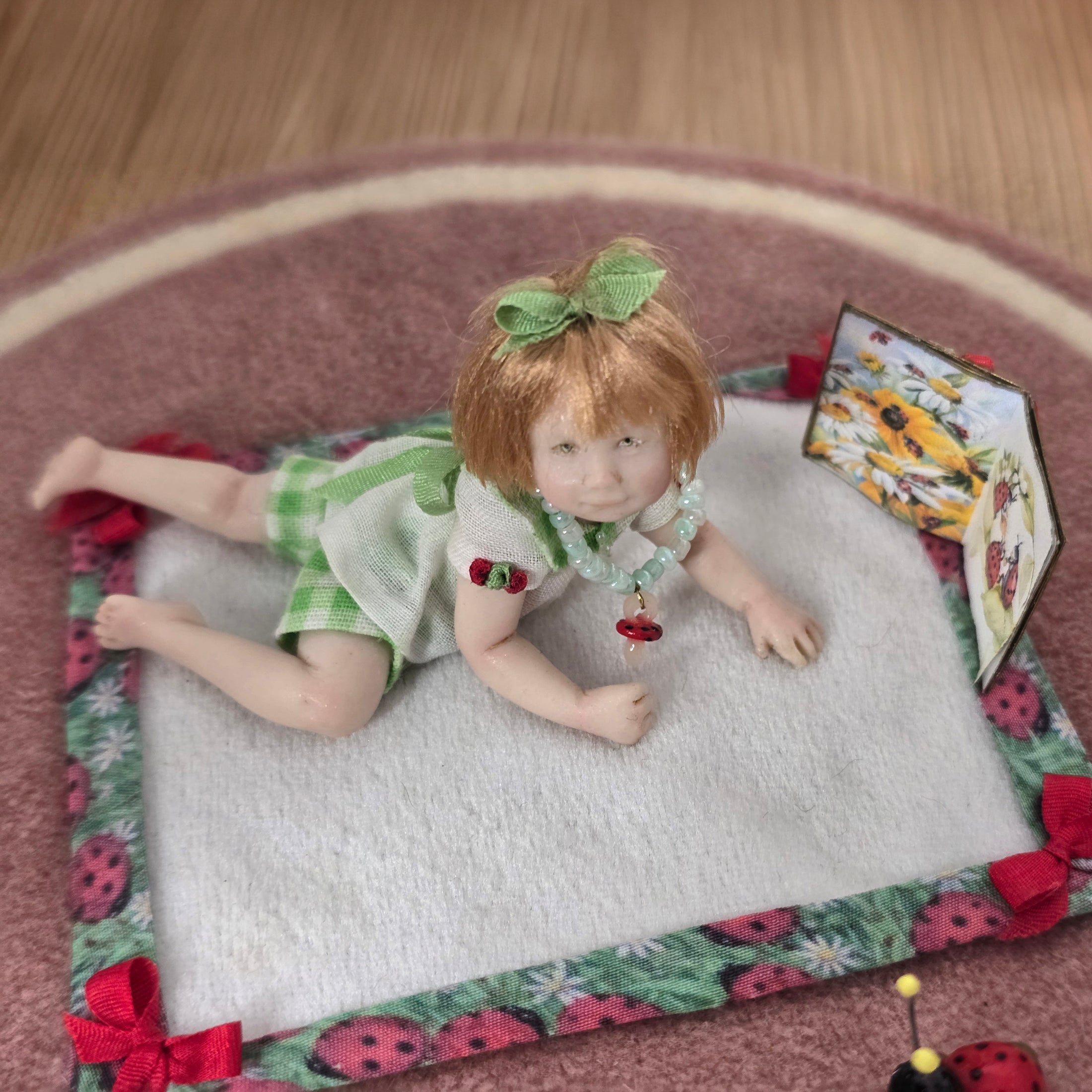 Carol McBride Tummy Time Toddler Baby Girl Doll with Ladybug Blanket, Pacifier