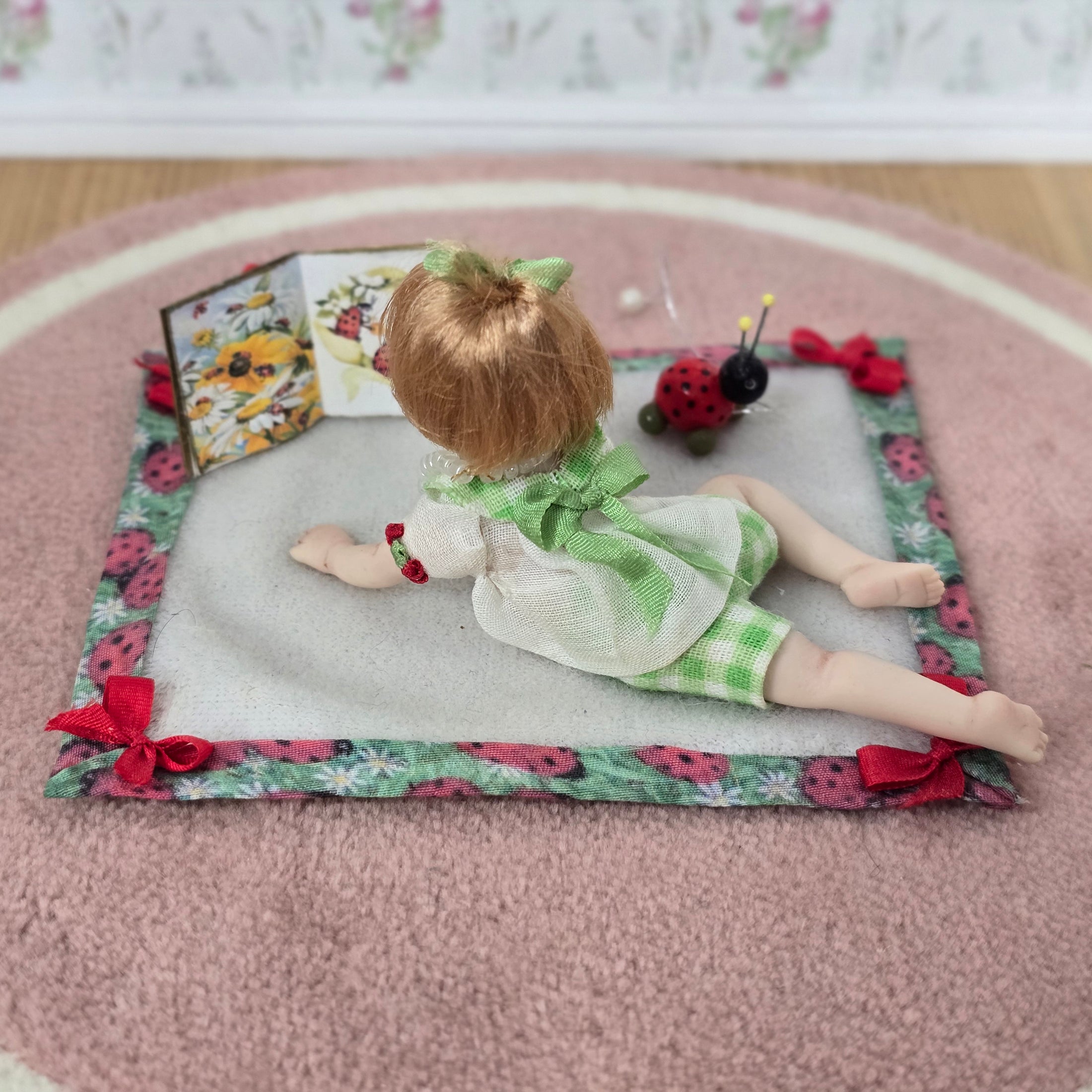 Carol McBride Tummy Time Toddler Baby Girl Doll with Ladybug Blanket, Pacifier