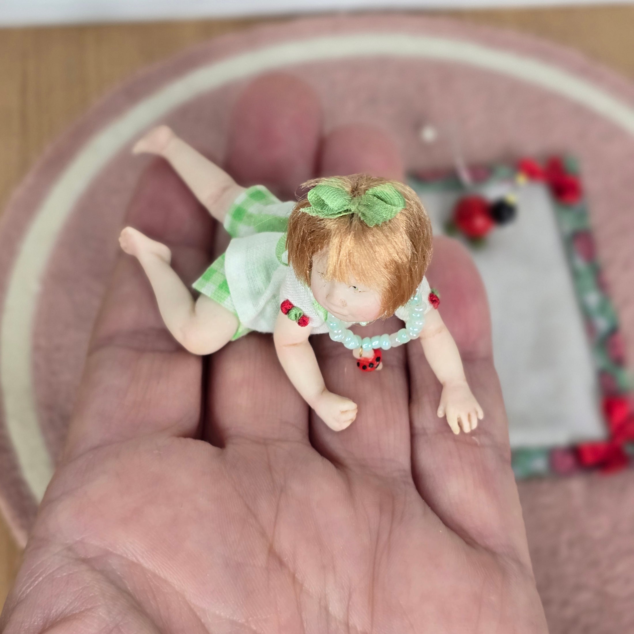 Carol McBride Tummy Time Toddler Baby Girl Doll with Ladybug Blanket, Pacifier