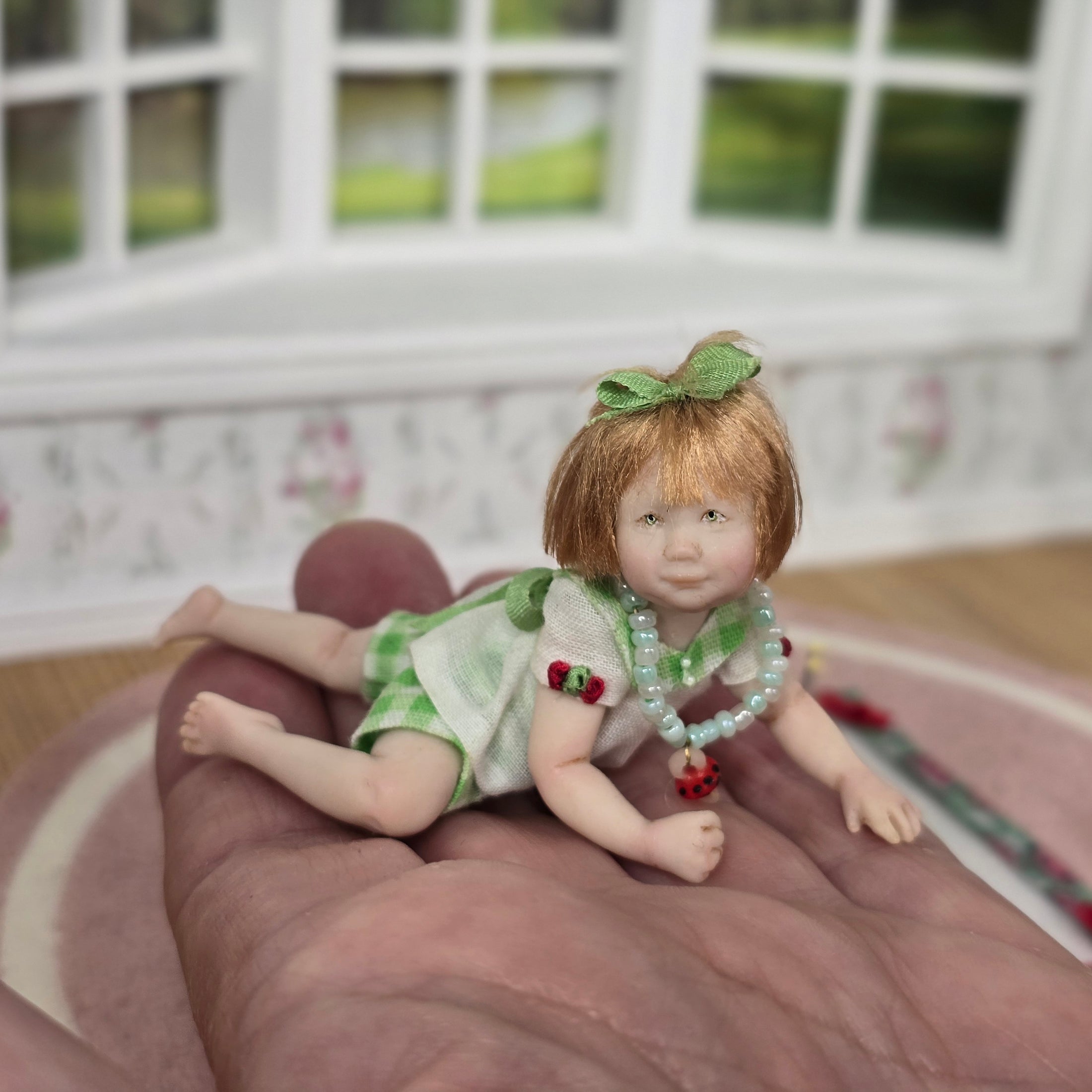 Carol McBride Tummy Time Toddler Baby Girl Doll with Ladybug Blanket, Pacifier