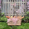 Load image into Gallery viewer, Country Picnic Basket Filled with Bread, Wine & Cheese Artisan Signed
