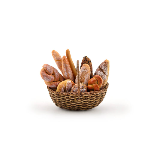 Artisan Bread Basket with Realistic Clay Rustic Loaves