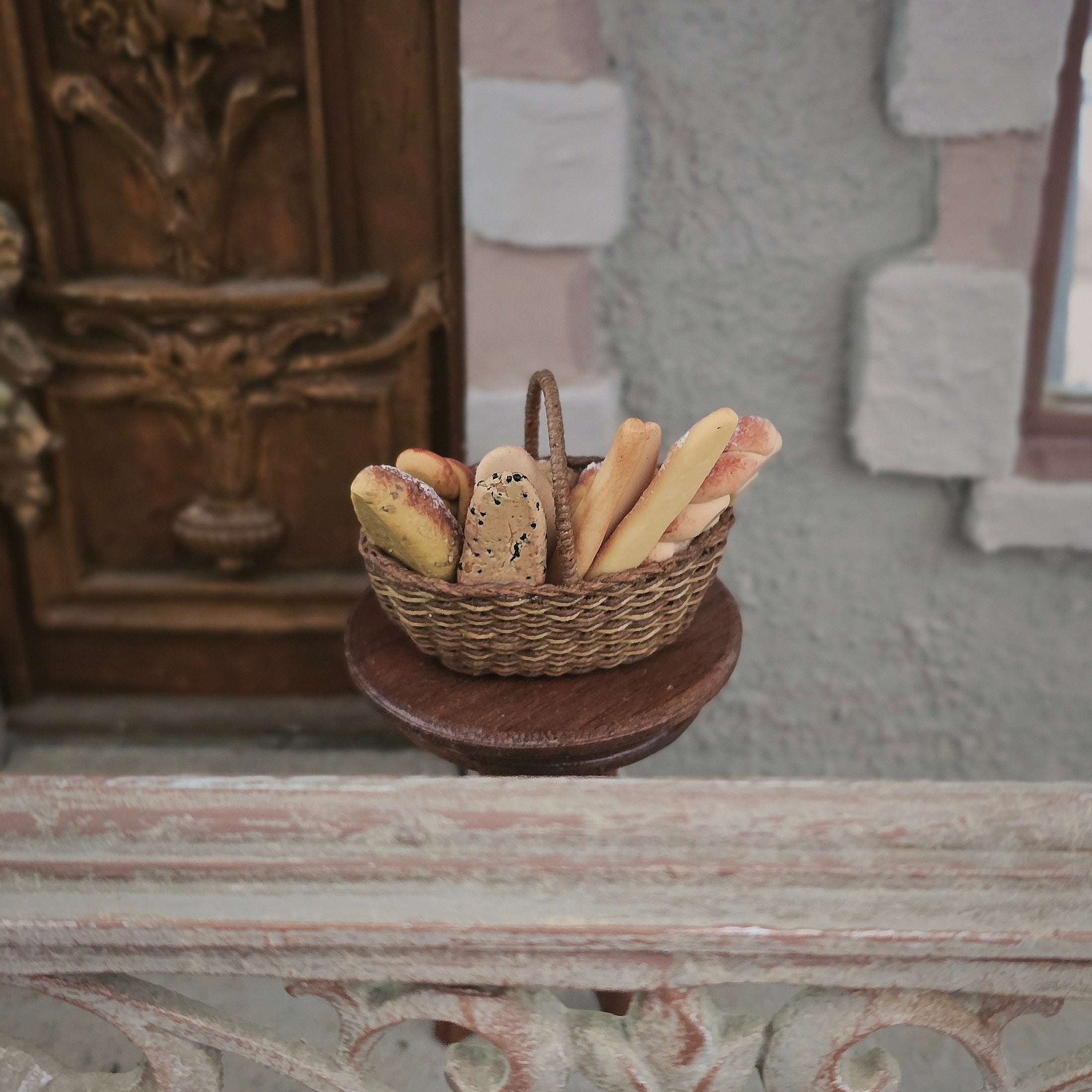 Artisan Bread Basket with Realistic Clay Rustic Loaves