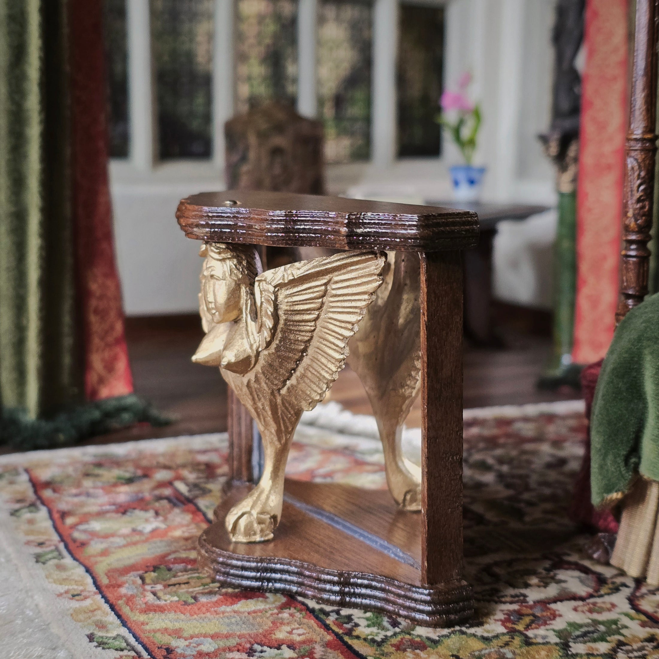 Winged Lady Console Table with Mirror Back Miniature