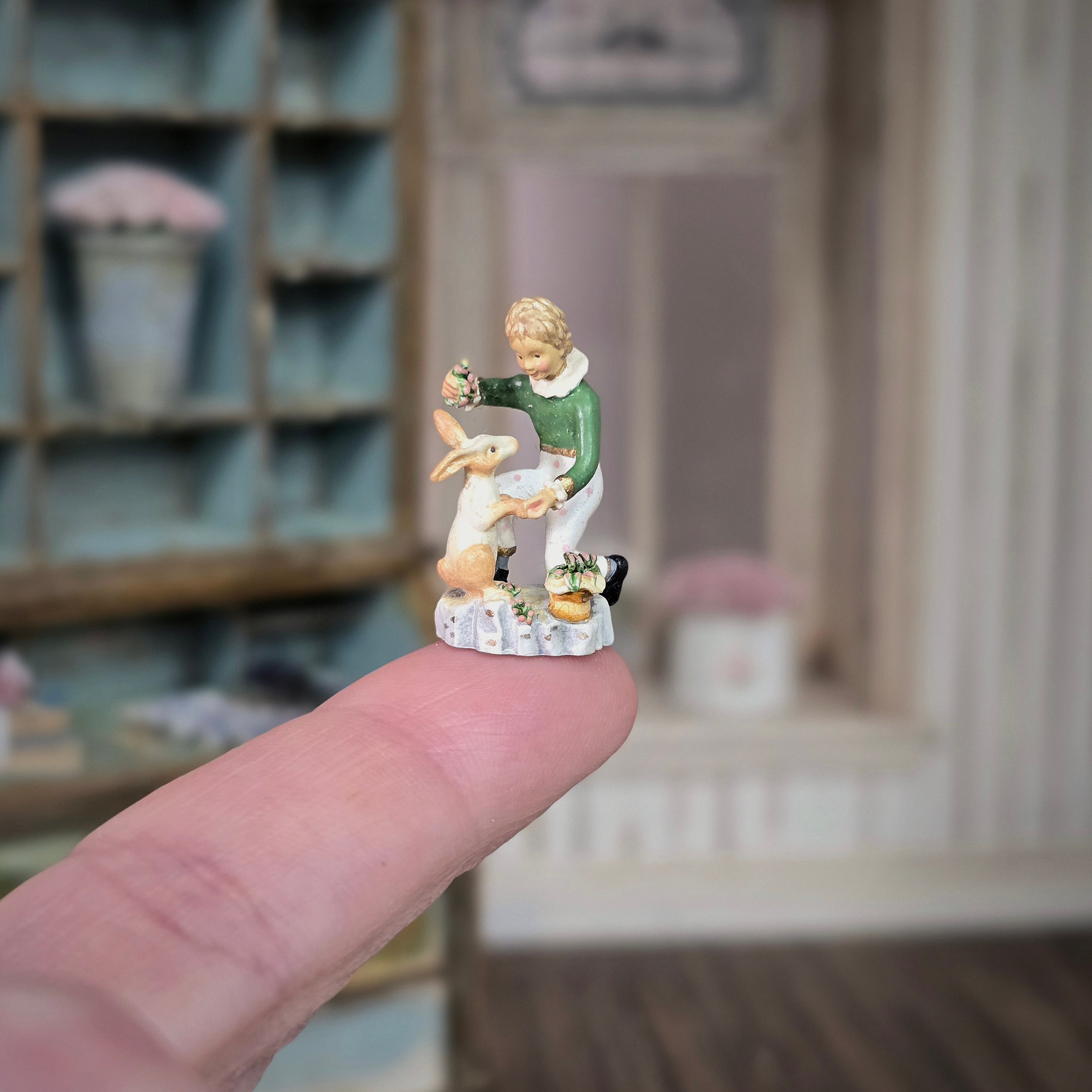 Robert Olszewski “Special Treat” Boy And Bunny Shelf Sitter Spring Figurine