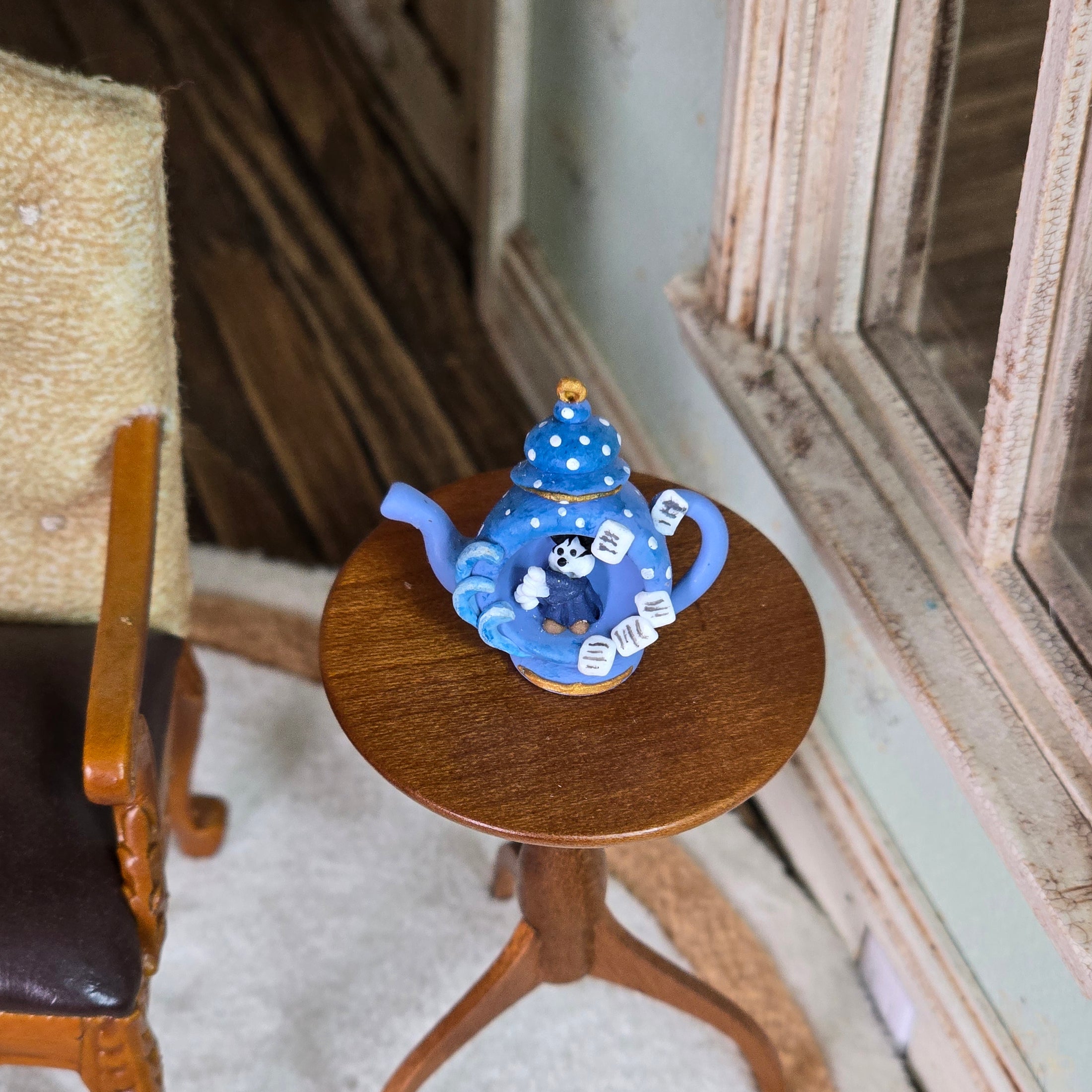 Whimsical Sorcerer Mouse Teapot Miniature Decorative Clay Sculpture