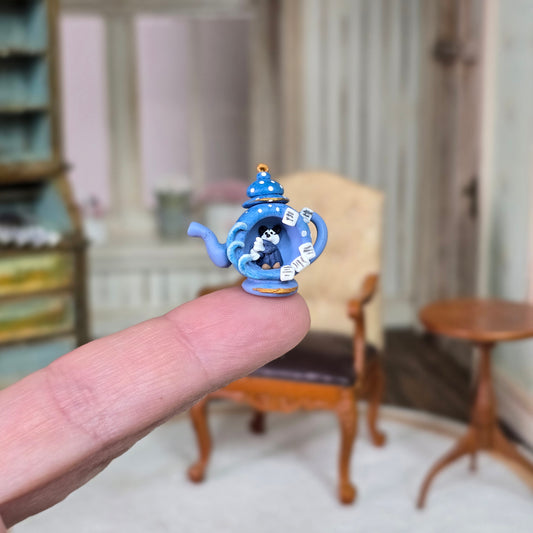 Whimsical Sorcerer Mouse Teapot Miniature Decorative Clay Sculpture