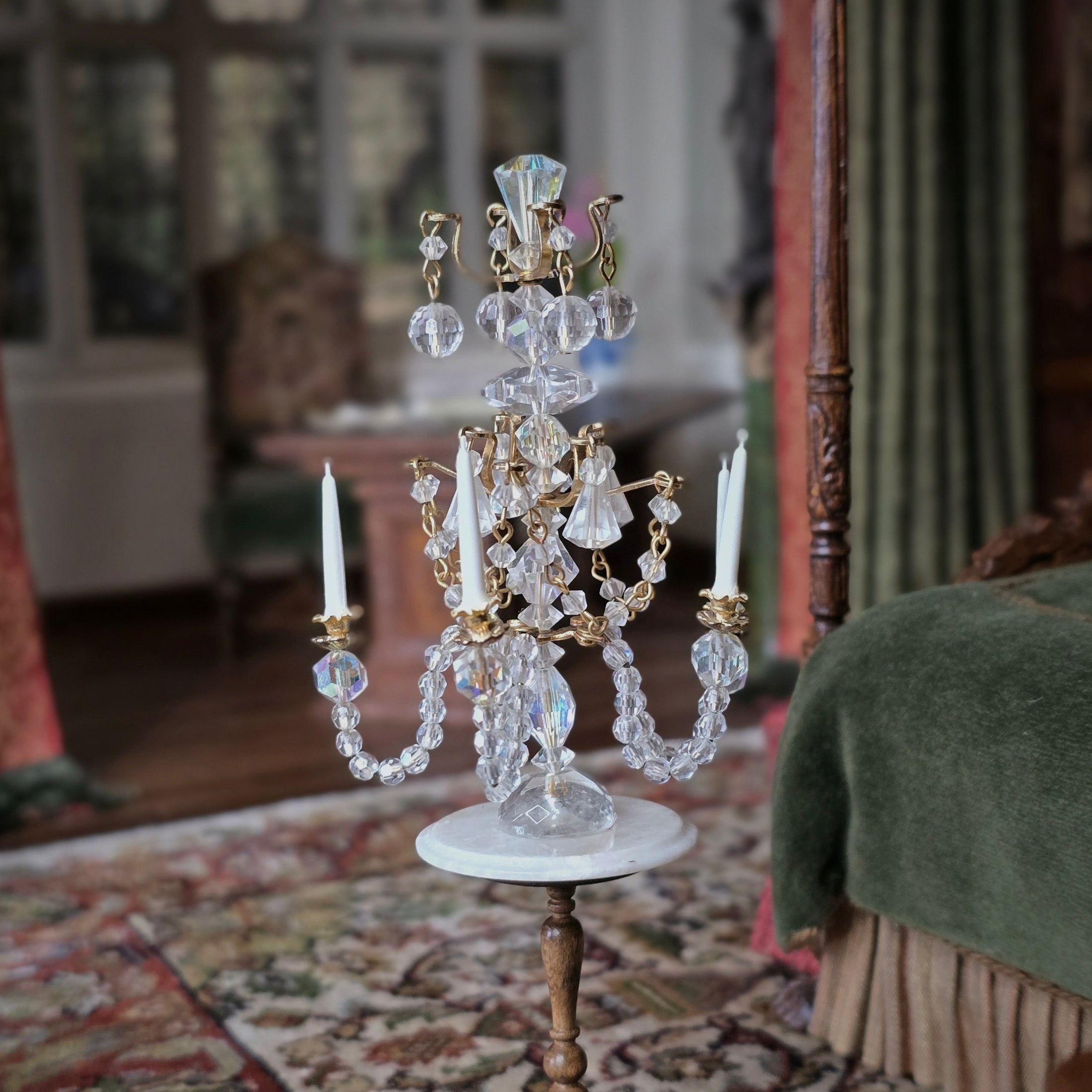 Crystal Five-Arm Table Chandelier Dollhouse Miniature