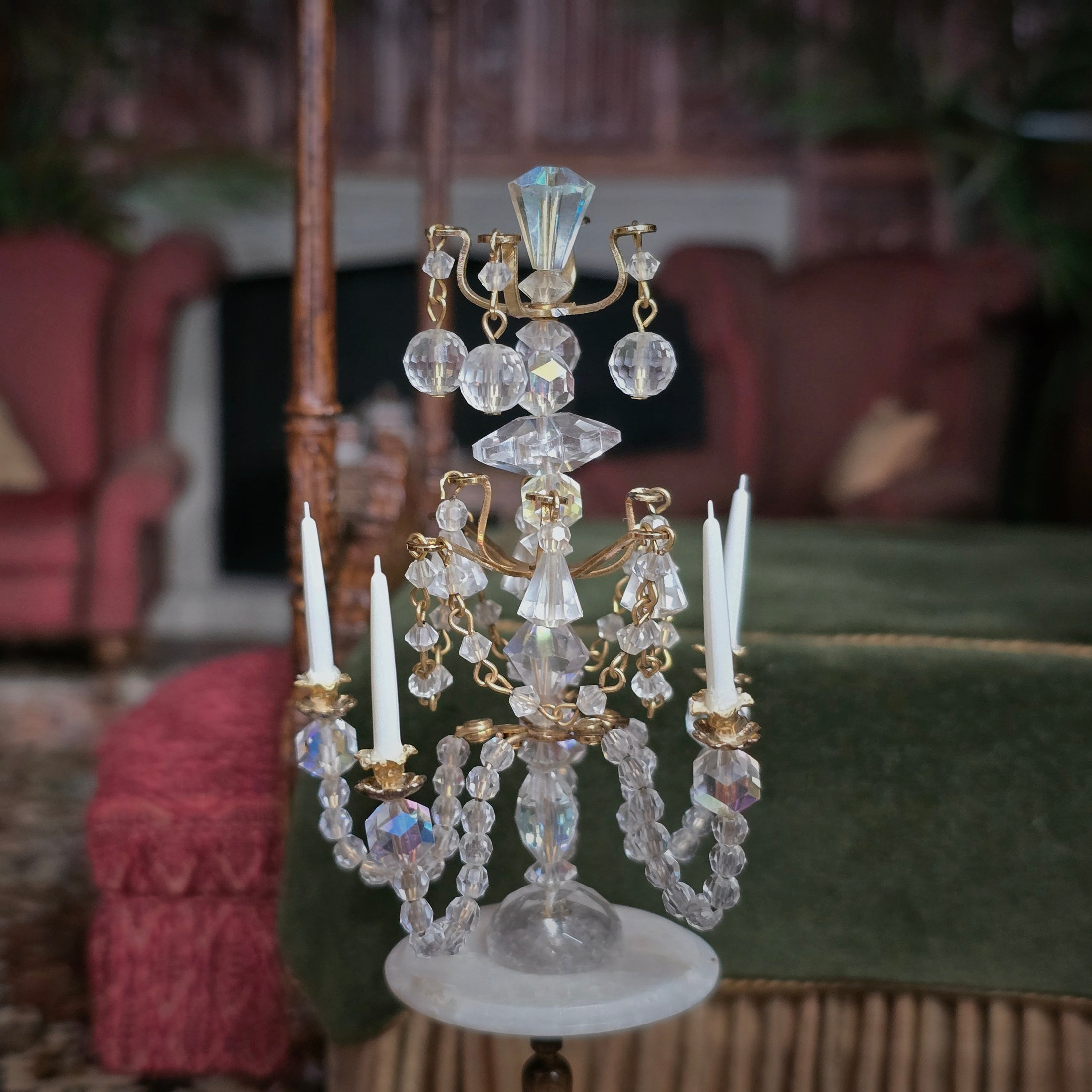 Crystal Five-Arm Table Chandelier Dollhouse Miniature