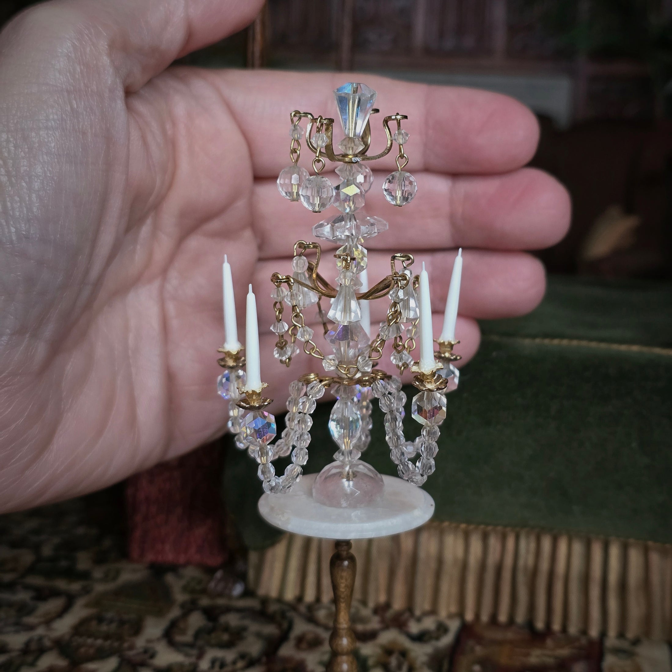 Crystal Five-Arm Table Chandelier Dollhouse Miniature