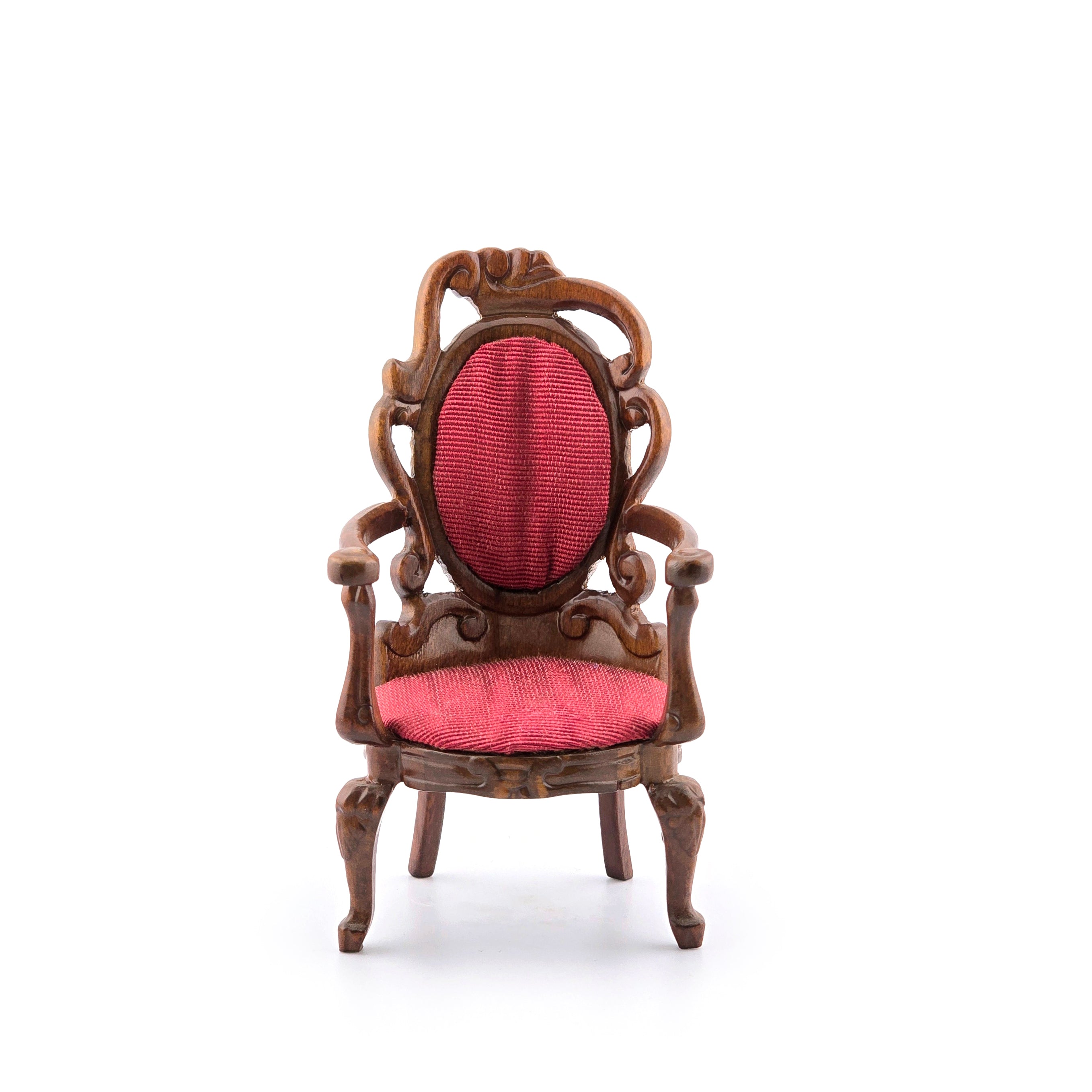 Rococo Armchair with Red Silk Upholstery Dollhouse Miniature