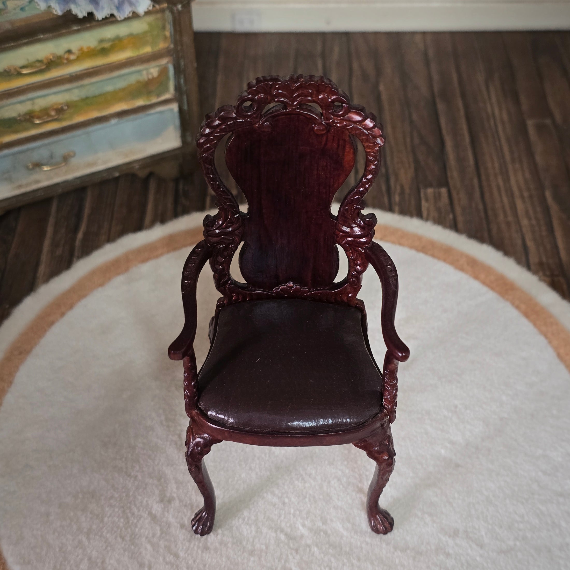 Irish Georgian Carved Walnut Armchair Miniature