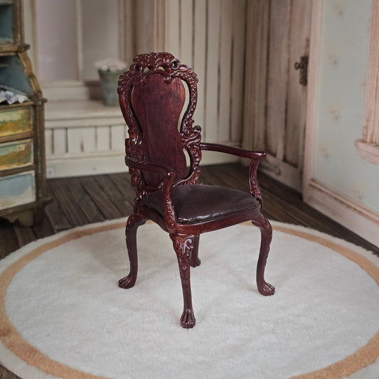 Irish Georgian Carved Walnut Armchair Miniature