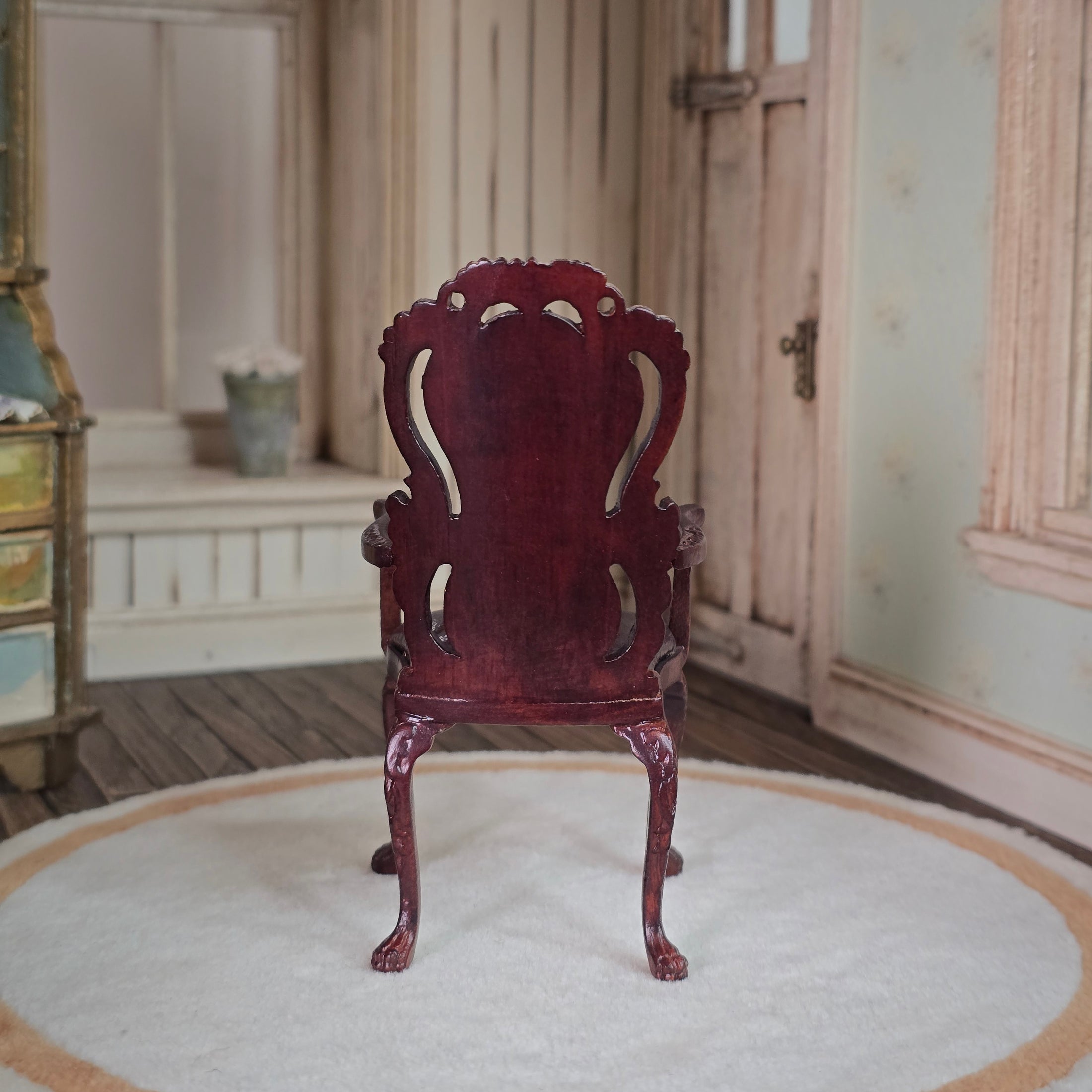 Irish Georgian Carved Walnut Armchair Miniature