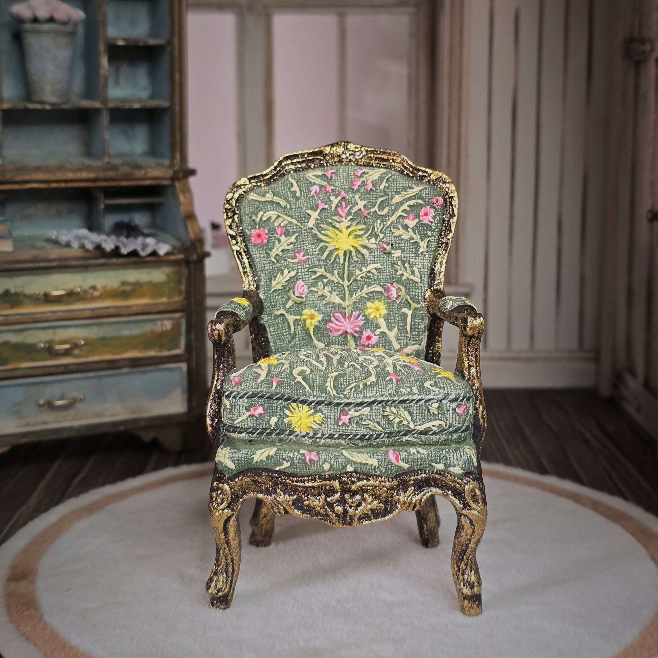MMA Hand Painted Clay Rococo Replica Gilt 18th Century Armchair