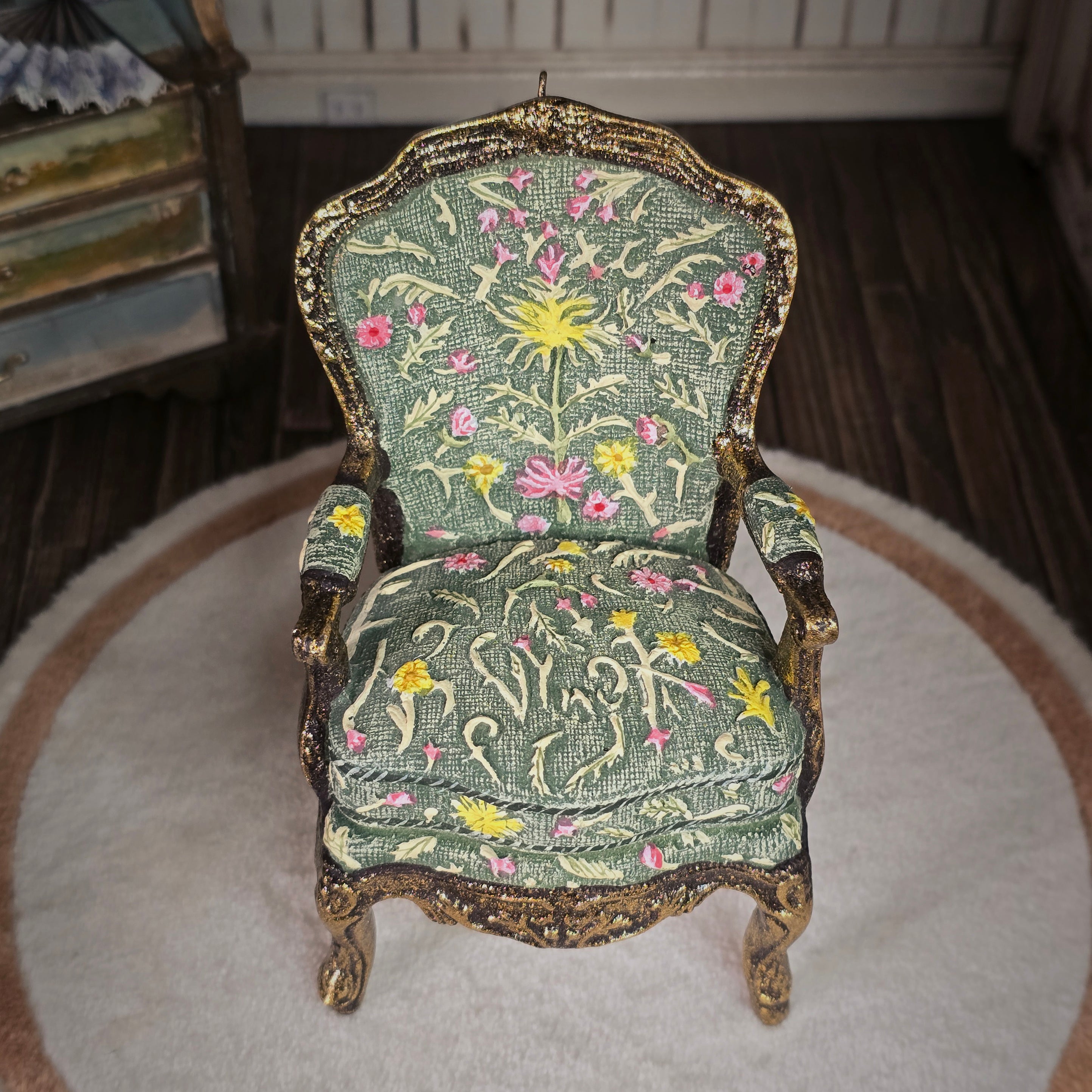 MMA Hand Painted Clay Rococo Replica Gilt 18th Century Armchair