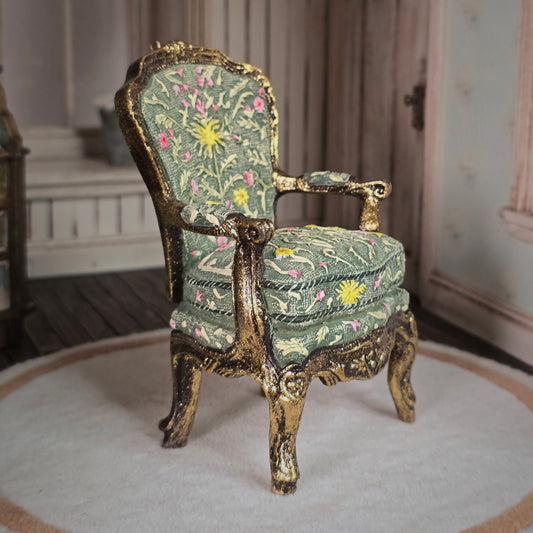 MMA Hand Painted Clay Rococo Replica Gilt 18th Century Armchair