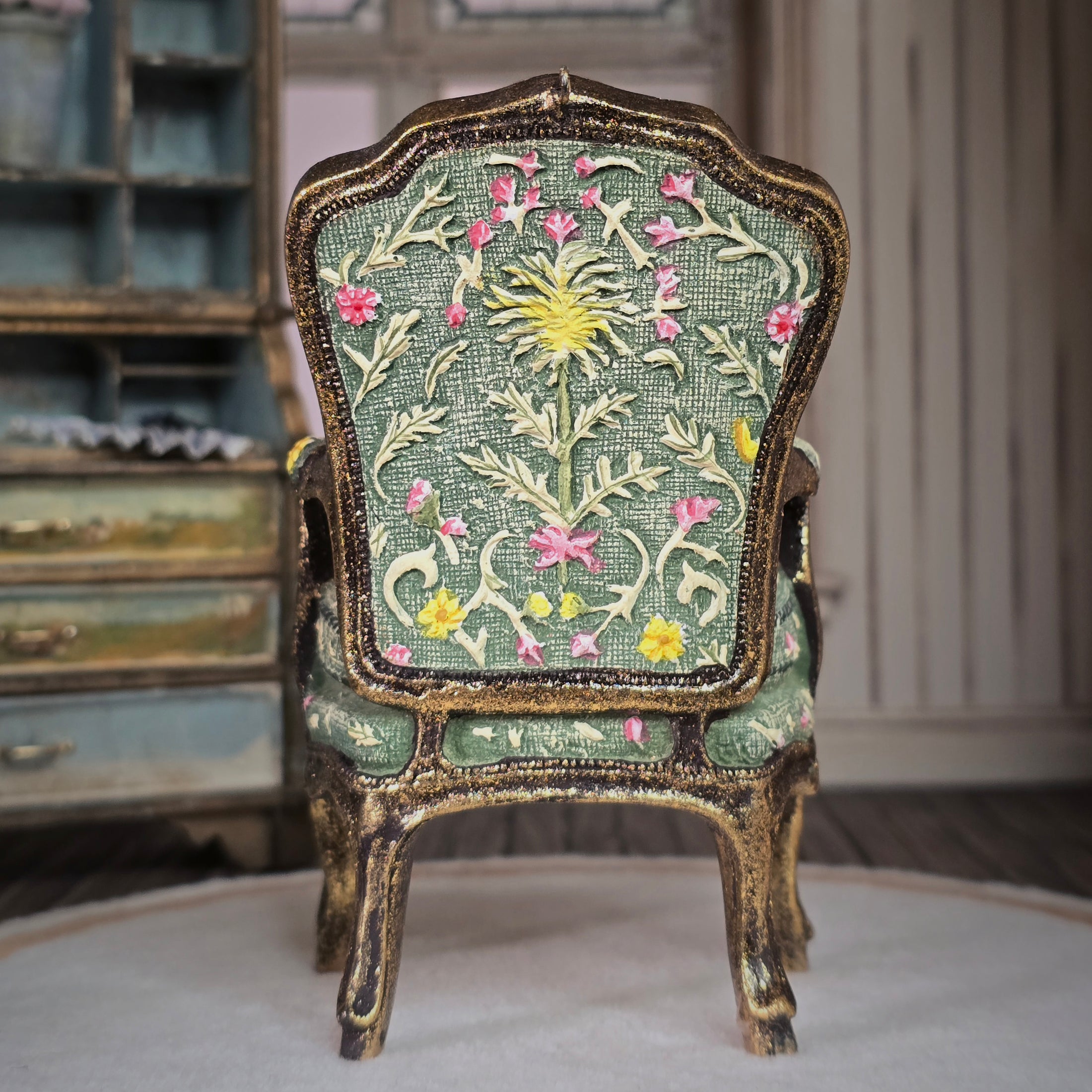 MMA Hand Painted Clay Rococo Replica Gilt 18th Century Armchair