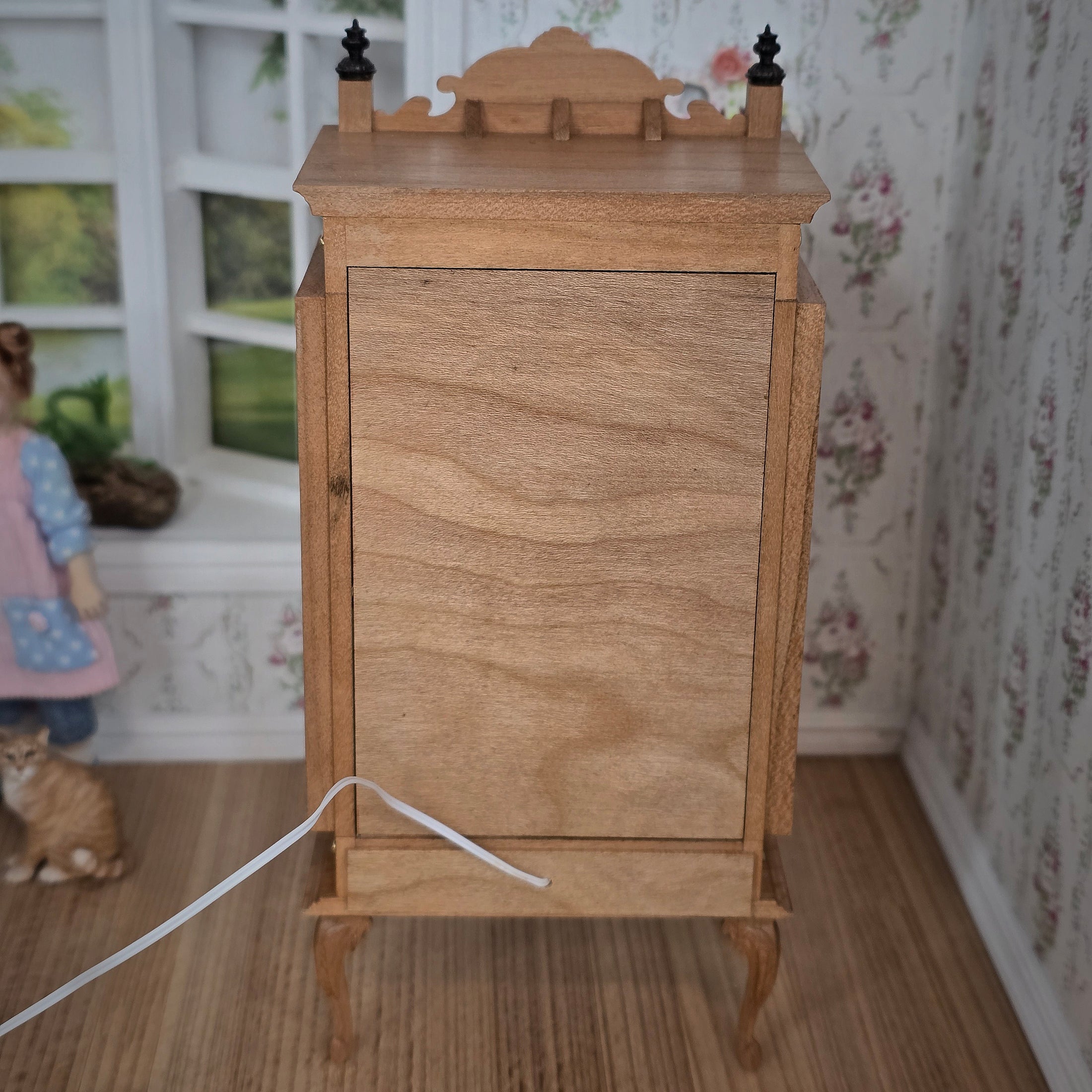 Spanish Curio Cabinet Diorama with Dolls and Toys Dollhouse Miniature