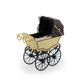 Load image into Gallery viewer, Heidi Ott Miniature Brass & Leather Baby Pram Victorian Dollhouse Carriage
