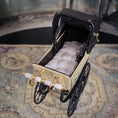 Load image into Gallery viewer, Heidi Ott Miniature Brass & Leather Baby Pram Victorian Dollhouse Carriage
