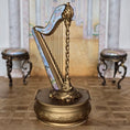 Load image into Gallery viewer, Antique Viennese Enamel & Gilt Bronze Miniature Harp Trinket Box, Austria
