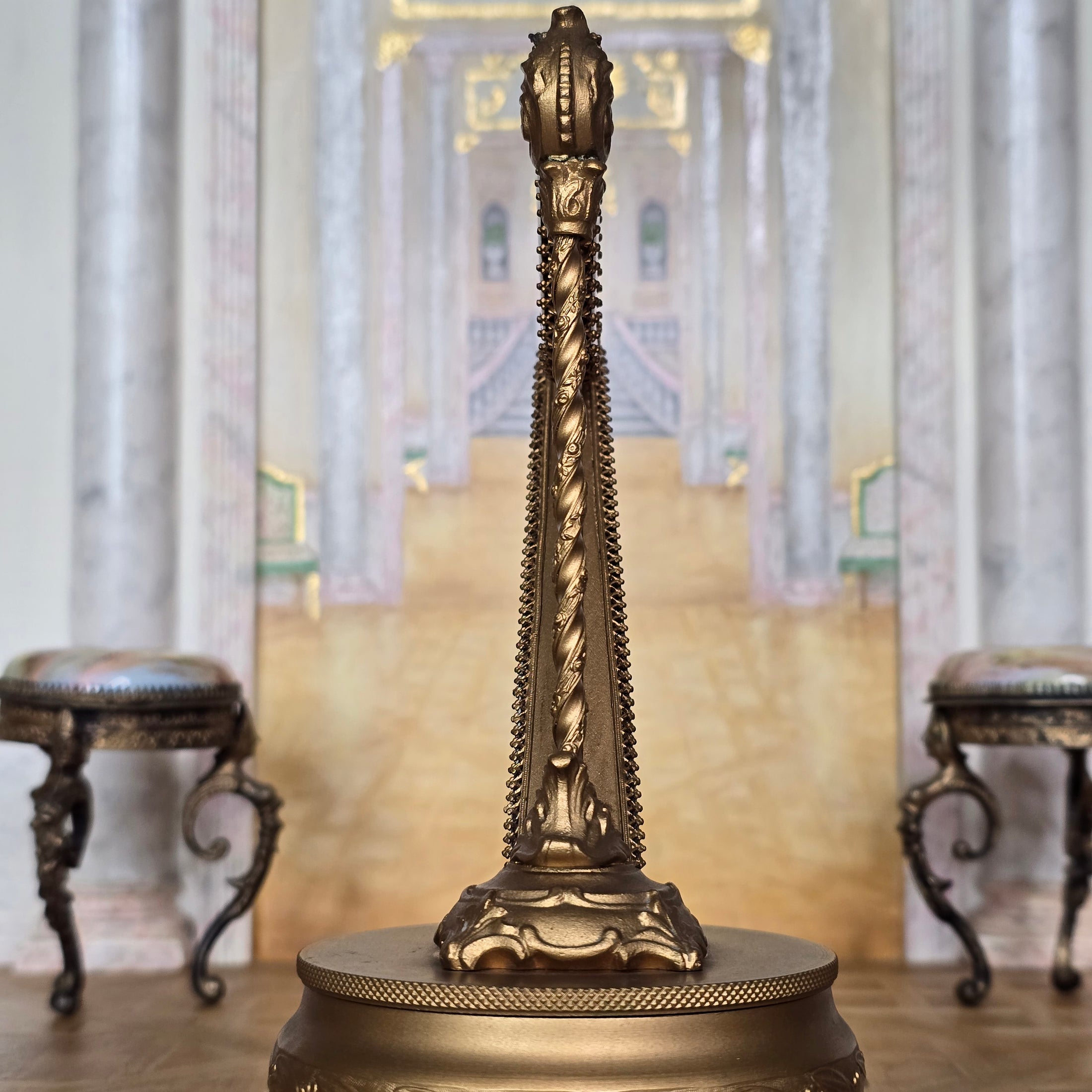 Antique Viennese Enamel & Gilt Bronze Miniature Harp Trinket Box, Austria