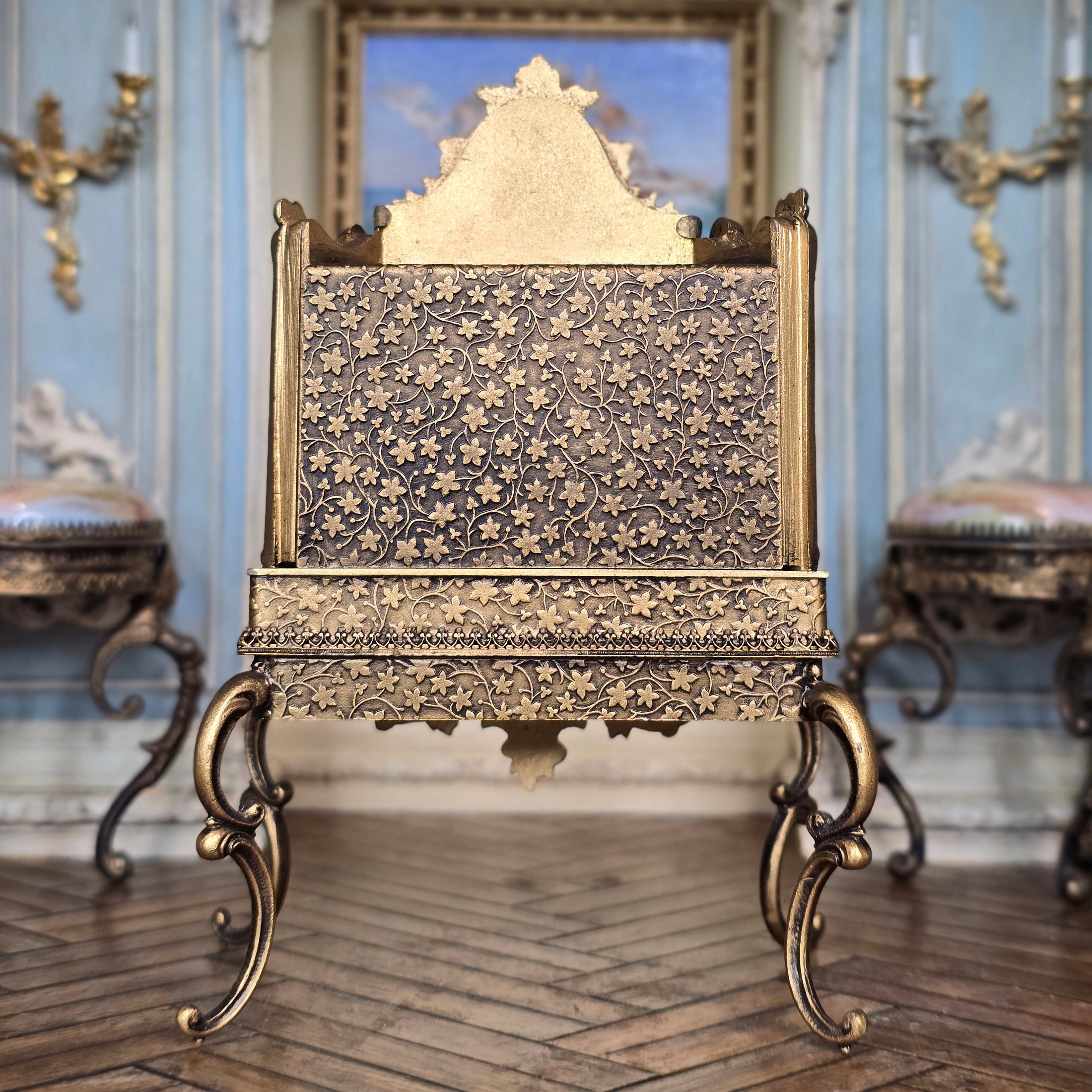 Antique Viennese Enamel and Gilt Bronze Miniature Secretary Desk, circa 1900