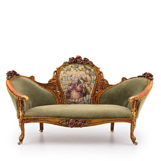 Jill Dianne Victorian Rococo “Madame Pompadour” Miniature Salon Sofa Settee