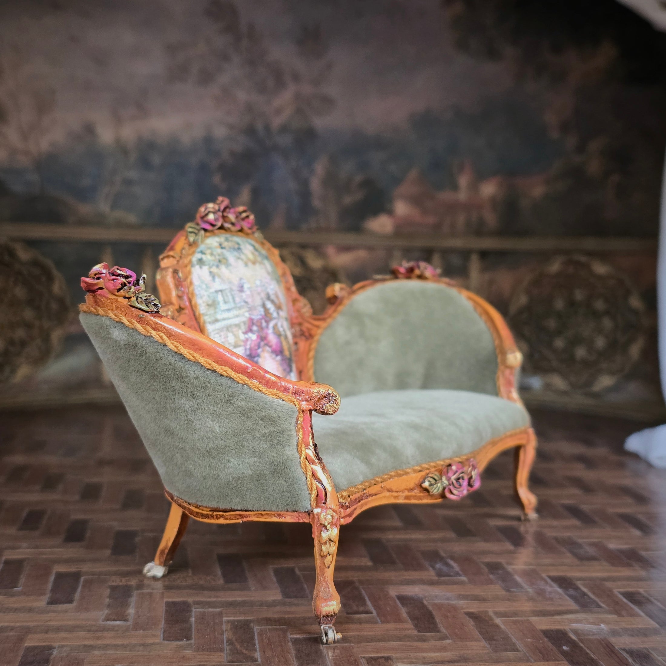 Jill Dianne Victorian Rococo “Madame Pompadour” Miniature Salon Sofa Settee