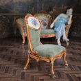 Load image into Gallery viewer, Jill Dianne OOAK Victorian Rococo Miniature Slipper Chair with Floral Medallion
