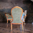 Load image into Gallery viewer, Jill Dianne OOAK Victorian Rococo Miniature Slipper Chair with Floral Medallion
