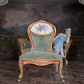 Load image into Gallery viewer, Jill Dianne OOAK Victorian Rococo Miniature Slipper Chair with Floral Medallion
